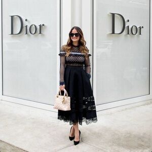 🖤 Self-Portrait Bellis Lace Trim Midi Dress – Authentic